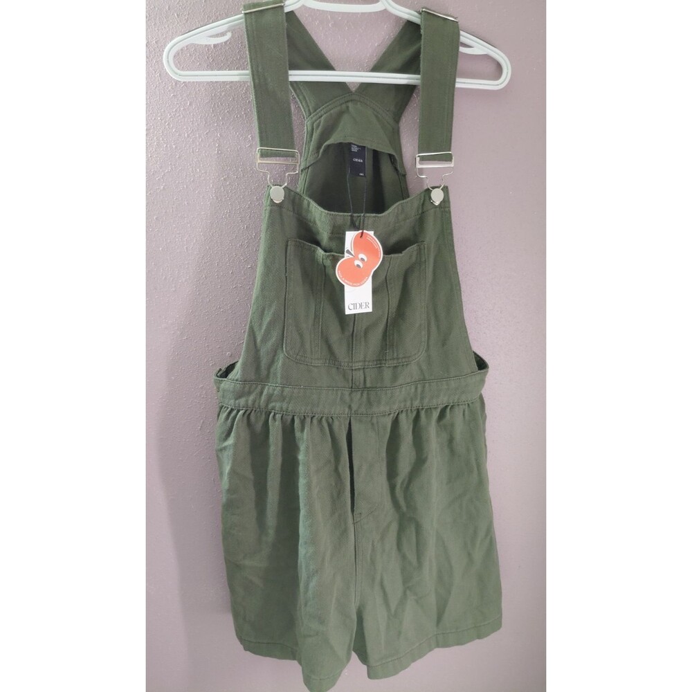 Cider Olive Green Romper Overall Shorts Size 1X 100% Cotton
